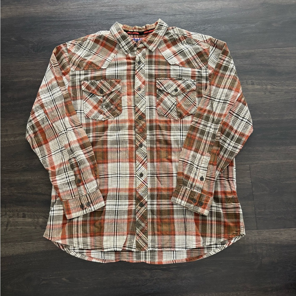 Harley Davidson Button Down Plaid Flannel Shirt 3XL